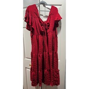 Flutter sleeve tie front maxi  with pockets